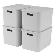 mb.ko 韓國產多用途食品儲藏室收納箱, 灰色, 4個