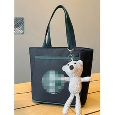 [오뚱점빵] 키링증정+보온 보냉백 캔버스 토트백 피크닉 캠핑 직장인 학생 도시락가방 데일리 에코백, 잉크블랙