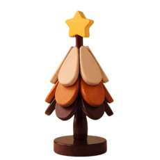 北歐風實木聖誕樹造型隔熱墊 可拆卸收納餐桌墊 耐熱防燙茶託菜墊 創意擺件 星星款, 【星星款】聖誕樹隔熱墊三層, 1個