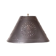 Irvin's Tinware K16-03 38.1cm(15인치) 금속 틴너 쉐이드 펀치 끌 디자인 스모키 블랙 러스틱 컨트리 조명, Irvin's Tinware, K16-03, 38.1c