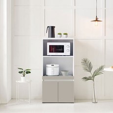 레브 주방 렌지대 밥솥수납 주방가전 선반 600, 그레이베이지, 3단