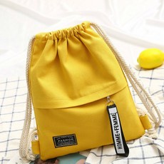 휴대용 가방 여행 1 남성 더블 포켓 여성 배낭 어깨 Pc 캐주얼 캔버스 Drawstring 학교, Yellow