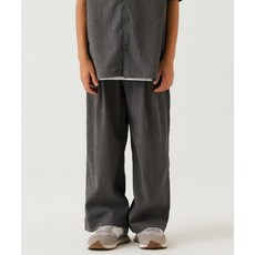 매장정품 무신사스탠다드 MUSINSA STANDARD KIDS 크링클 원 턱 와이드 밴딩 팬츠 [카키 그레이] MKEPC4K11-KG 529713