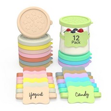 Sophico Oui 요거트 병 뚜껑 실리콘 141.7g(5온스) Yoplait 유리병에 적합 재사용 가능한 실리콘 병 라벨 밀폐 식기세척기 사용 가능 및 BPA 프리(