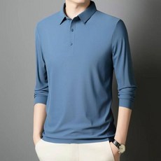 男士長袖 Polo 衫 修身 透氣 休閒 商務 運動