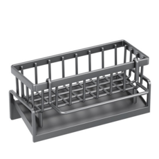 廚房水槽瀝水置物架，多功能海綿收納架，可拆卸掛桿抹布架，檯面清潔用品整理架, 槍灰, 1個