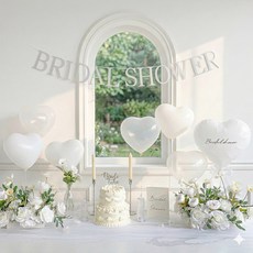 파티몬 브라이덜샤워 하트 풍선 소품 가랜드 홈 파티 용품 슬림 심플 화이트, 1개, 브라이덜샤워 슬림 심플 풍선 8종 - 화이트