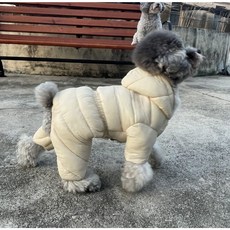 몽퍼피 티컵 소형견 강아지 패딩 하네스 올인원 점퍼, 1개, 베이지