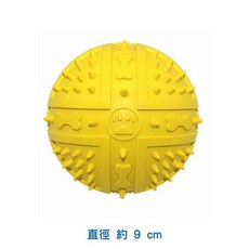 Aduck 狗狗彈力潔牙按摩發聲玩具 特大黃色 直徑9cm, 1個, 黃色(特大 直徑9cm) 裸裝, 黃色