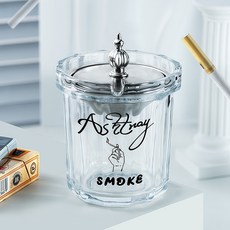 HHSSL 크리스탈 재떨이 뚜껑형 냄새 차단, 투명크리스탈, 1개