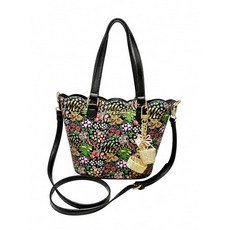 Betsey Johnson Print Tote Bag with Scalloped Edge Dual Shoulder Straps & Crossbody Strap Women’s