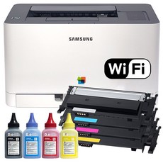 무한프린터 개조 삼성 레이저프린터 SL-C513 SL-C513W 무한토너+리필파우더 풀세트 프린트기, SL-C513W 무선연결 무한프린터