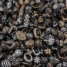 ECLATIS CY2E(넓음)NUT 디자인 팔찌 제작용 200g 다양한 아크릴 비즈 키체인 하이퀄리티 주얼리 빈티지 비즈 벌크 DIY 플라스틱 공예용 그레이 펄 303367, 골든&실버&블랙