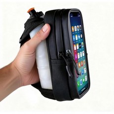 휴대용 달리기 물병 휴대폰 포켓 포함 15온스450ml 무진동 TPU 터치스크린 BPA 프리 방수 이중층 긁힘 방지 7.2인치 적합 3109304, 전화 주머니가 있는 물병