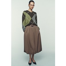 ZARA 자라 다이아몬드 니트 스웨터 - 브라운 그린[5755152054]