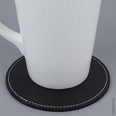 일상발견 티코스터 PU가죽코스터, 블랙