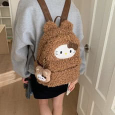 투니스 여성 빈티지 퍼 귀여운 백팩 장식 포함