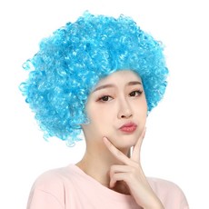 도매파티 뽀글이 가발-파티 파마 코믹 코스프레, 뽀글이 하늘색, 1개