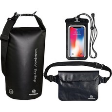 프리그레이스 방수 드라이백 세트 블랙 35L, 5L, 창문, 검은색