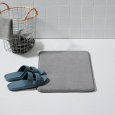 JAJU 25N 폭신한 메모리폼 욕실매트_60x40cm 2개_그레이 487226, 그레이, 1개