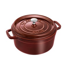 易油網 Staub 圓形鑄鐵鍋 櫻桃紅/藍色/羅勒綠/石榴色/芥末黃 22cm, 石榴色, 1個