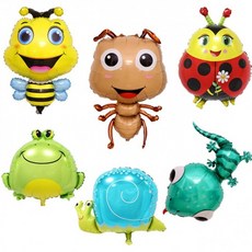 곤충 은박 6종 풍선 모음 도마뱀 개구리 생일파티 축제 캐릭터 생일풍선 파티꾸미기 체육대회 행사, 1개