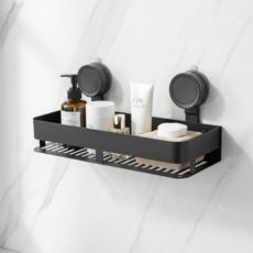 로렌드 초강력 흡착식 무타공 욕실선반, 1개, 다크 그레이