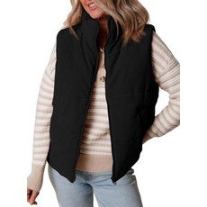 IDEALSANXUN 여성용 코듀로이 패딩 조끼 가을 겨울 민소매 퀼트 재킷 브라운. 스몰