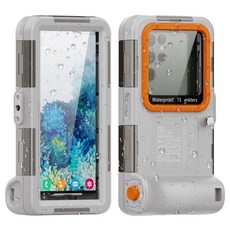 HTYVC 스마트폰 방수 케이스 IP68 잠수 방수 케이스 수중 촬영 터치 스노쿨링 다이빙15m방수 -2 세대 R/L 방수 케이스, R-2세대 그레이 오렌지, 1개