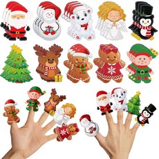 Soulchen 크리스마스 손가락 인형 펠트 장난감 30개 산타 엘크 눈사람 크리스마스 트리 손가락 인형 크리스마스 파티 선물 장난감 선물 가방 필러, Soulchen 크리스마스 손가락 인형 펠트 장난감 3