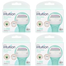 쉬크 인튜이션 내추럴 여성용 면도날 리필 센서티브 케어 3개입 X 4개 (12개)