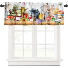 AAVEUP 주방 밸런스 커튼 빈티지 컨트리 과일 및 채소 나비 토마토 플라워 나이프 & 포크 커틀러리 밸런스 쇼트 패널 암막 트리트먼트 드레이프 다이닝 홀 거실용 137.2, 스타일-23