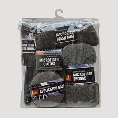 도리팝 차자동차 세차용품 세트 타월 스펀지 왁스 휠 브러시 카샴푸 세차타월, 1개, 그레이 PVC 푸얼드 버전
