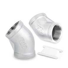 GORAGUCHI 304 스테인리스 스틸 90도 엘보 피팅 2개 3.2cm(1-1/4인치) NPT 수 x 3.2cm(1-1/4인치) NPT 암 공기/연료/물/가스/오일용, 1" FNPT × 1" FNPT (45 Degree)