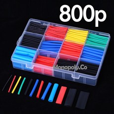 800pcs 12종 1BOX 열수축튜브 전선 보호 단선방지 배선정리 수축튜브, 1개