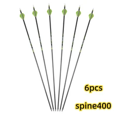 6/12pcs 31.5 ''순수 탄소 화살 ID6.2mm 척추 300/350/400 야외 촬영 스포츠를위한 방폭 링이있는 양궁, 01 빠른, 05 Spine 400 6pcs