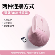 UGREEN人體工學滑鼠，金屬滾輪，四檔DPI可調，USB接收器連接，附贈5號電池, 電池款【藍牙+2.4G雙模】硅膠滾輪丨四擋DPI-櫻花粉, MU008