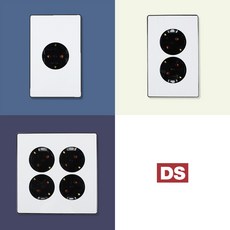 DS이엘씨 D4 블랙 화이트 고급 콘센트 모음 스위치 통신 CATV 전화 인터넷 커버 교체 디자인 인테리어 맹커버, 02_매입 2구 콘센트, 1개