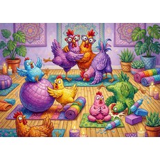 재미있는 요가 닭 직소 퍼즐 성인용 1000피스 다채로운 만화 암탉 일러스트레이션 매트 마감의 프리미엄 두꺼운 판지 동물 애호가 및 퍼즐 애호가를 위한 제품, 재미있는 요가 닭 직소 퍼즐 성인용 1000피스, 다채