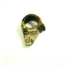 중국 빈티지 레트로 퇴화석 동물 짐승 머리문양 조각 옥공예