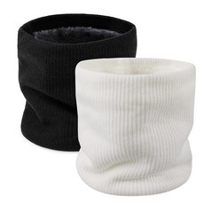 Aiphamy 유니 플리스 안감 넥 워머 스키 페이스 넥 게이터 겨울 인피니티 스카프 여성용 남성용 블랙 화이트.