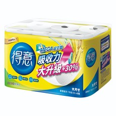 得意 大尺寸 廚房紙巾 70抽 X6捲, 1個, 70張
