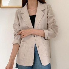 스타일나 여성 쿨 린넨 카라 포켓 싱글 자켓 재킷 아우터