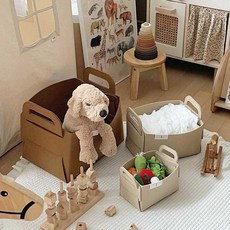 리뗀클로르 펠트바구니 수납바구니 패브릭 장난감바구니 기저귀보관함 S, 그린