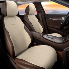 자동차 앞좌석 이염방지 시트 커버 사계절 청바지 방석 분리형 운전석 카커버, 1개, 웜베이지 운전석 및 조수석