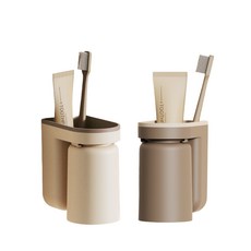牙刷杯, 米白色, 1個