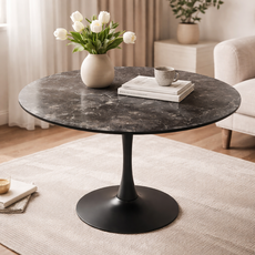 비셀리움 원형 테이블 600 700 800 1000 5컬러 친환경 E0 카페 인테리어 식탁, 마블화이트, 6인용