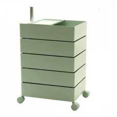 모던 미니멀 원목 침대협탁 2단 3단 수납 거실 사이드 테이블 스마트 usb led 조명 협탁, 1개, 5층 말차 그린 바퀴