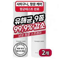 파워클린업 남성청결제 쿨링 스프레이 칸디다 가려움 항균 휴대용 사타구니 유해균용 남성균, 2개, 50ml