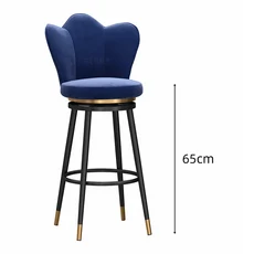 현대 미니멀리스트 라이트 럭셔리 홈 높은 피트 의자 패션 바 북유럽 주방 가구 등받이, 02 d 65cm, 1개